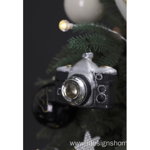 Camera Christmas Tree Ornament Glass Vintage Camera